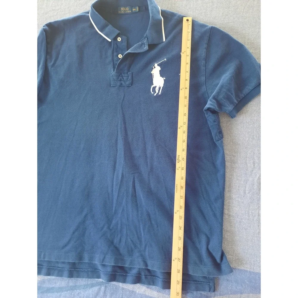 Polo Ralph Lauren Big Pony Royal Blue Knit Short Sleeve Polo Shirt XXL 3 Patch